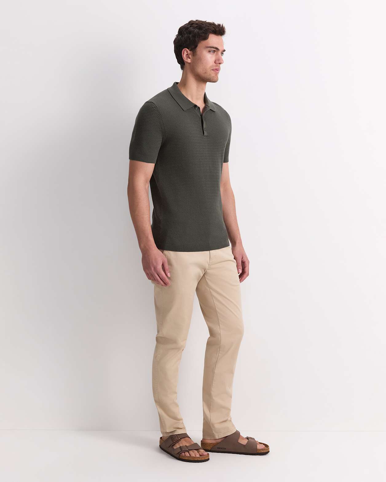 Alec Knit Polo in KHAKI