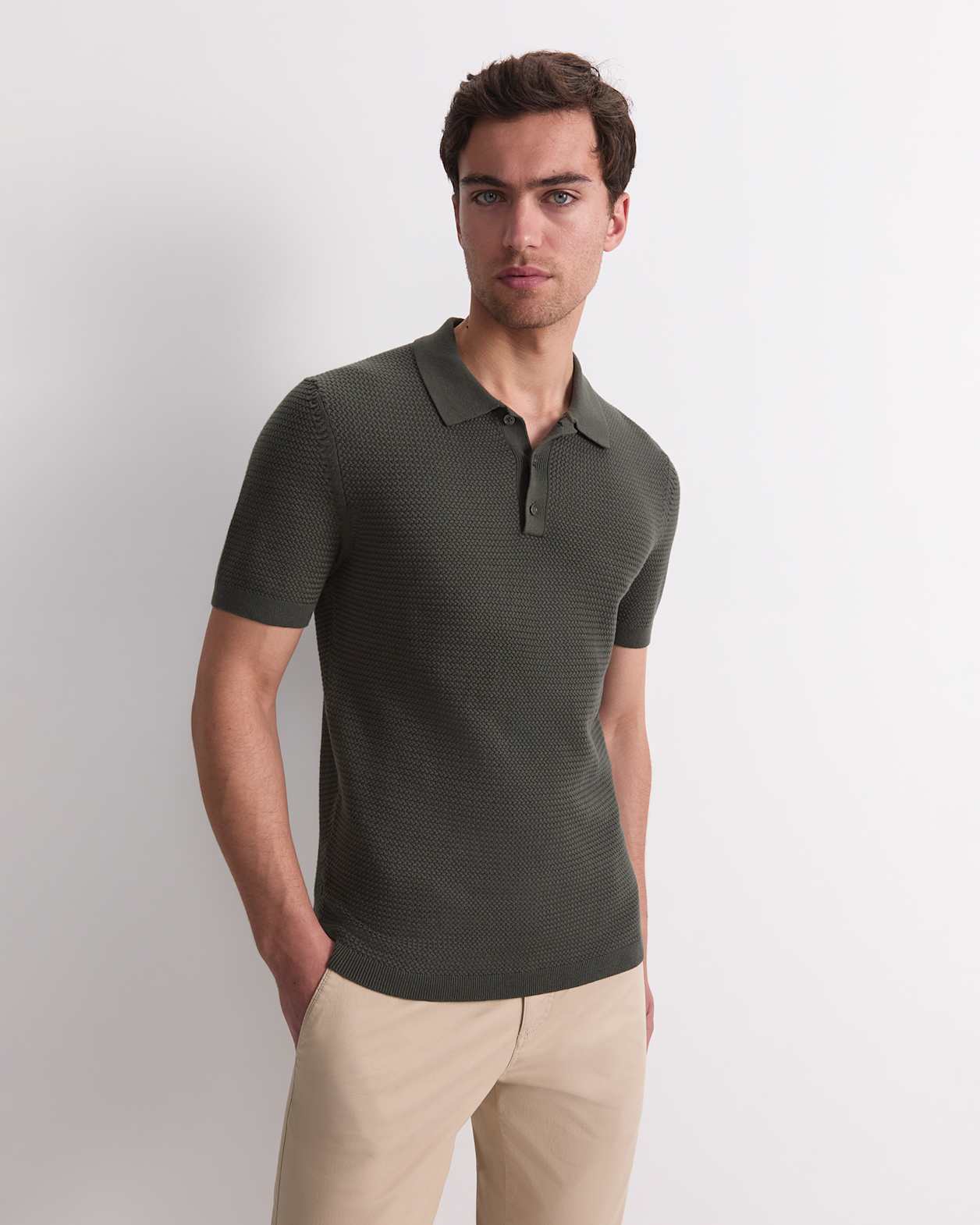 Alec Knit Polo in KHAKI