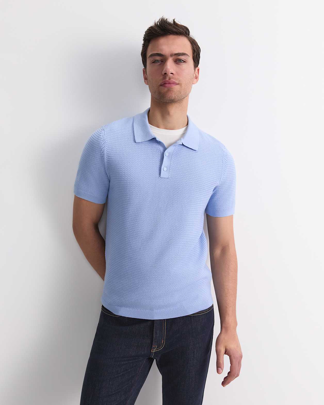 Alec Knit Polo in PALE BLUE