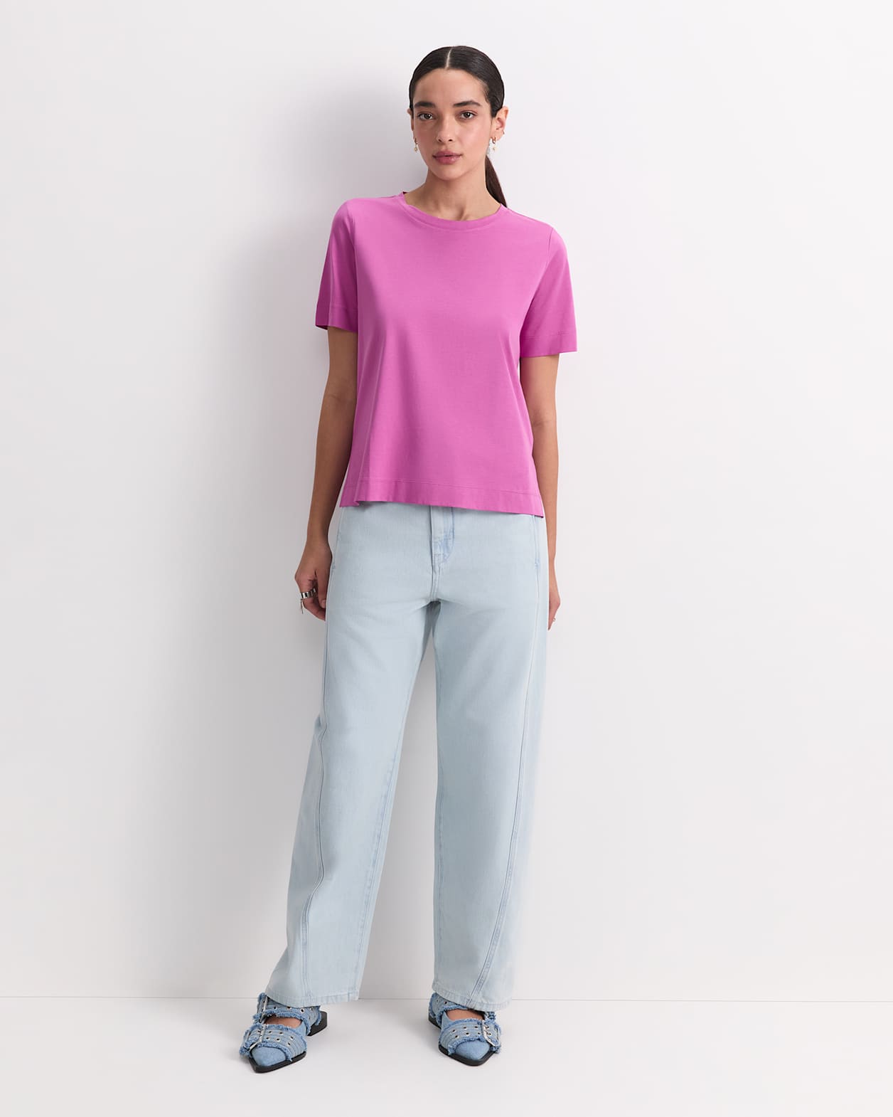 Mercerised Cotton Short Sleeve Tee in SHERBET