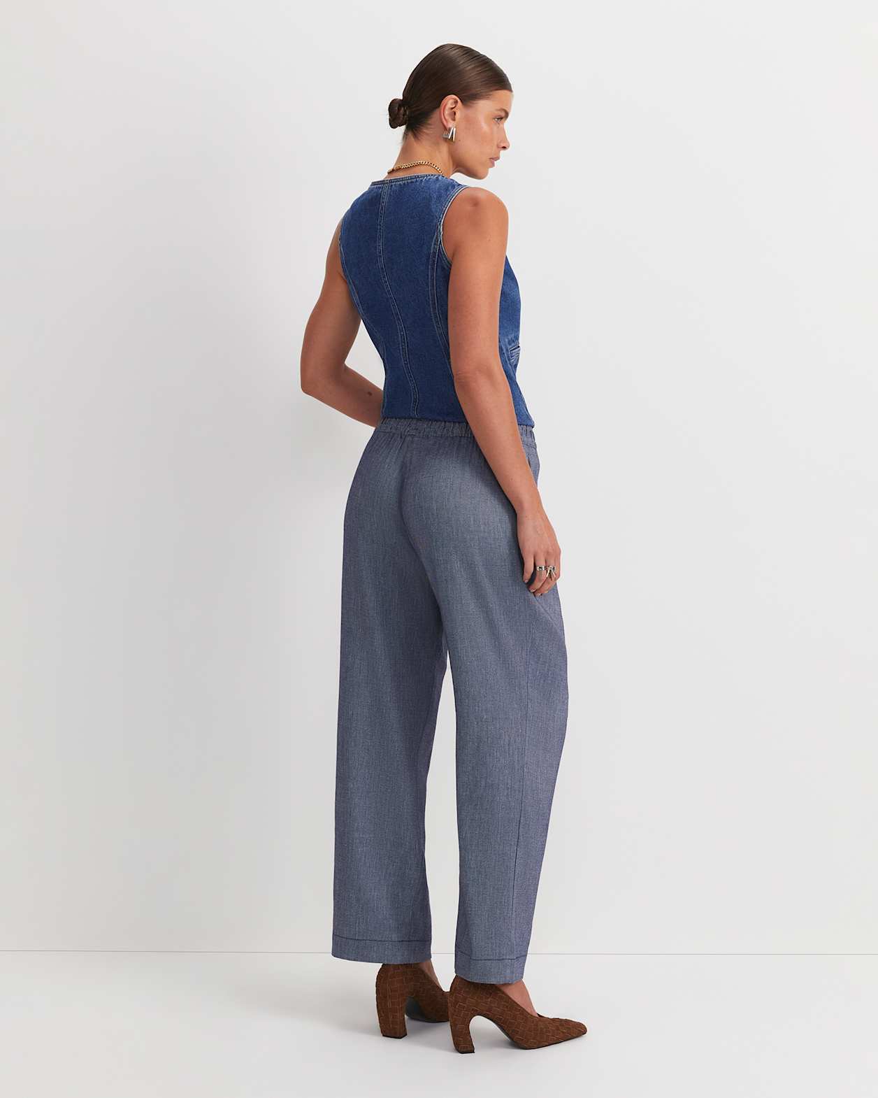 Rosa Wide Leg Linen Pant in INDIGO
