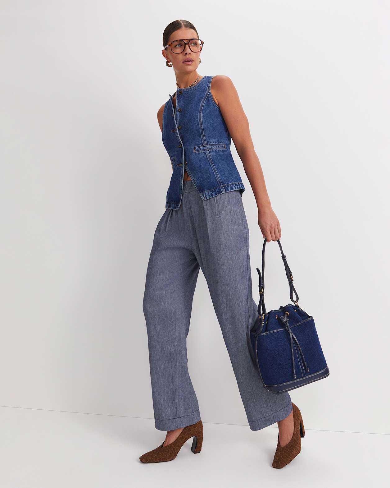 Rosa Wide Leg Linen Pant in INDIGO