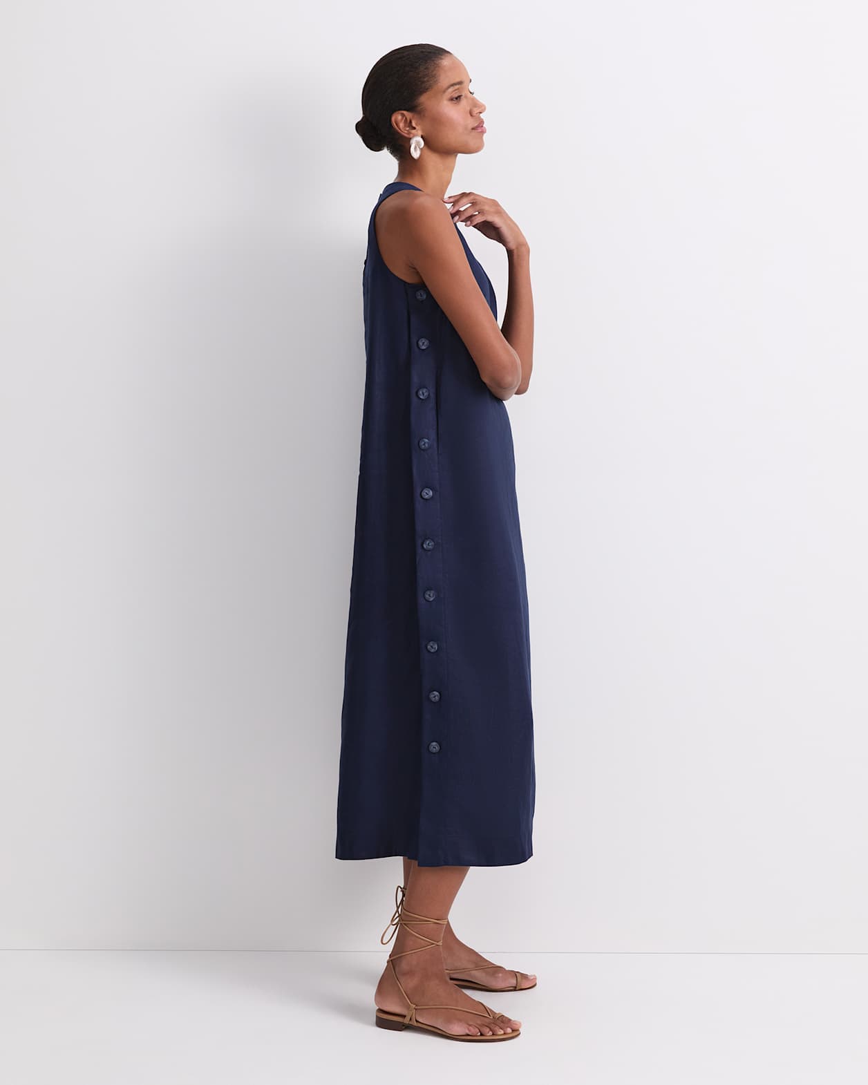 Kamilla Linen Tunic Dress in NAVY