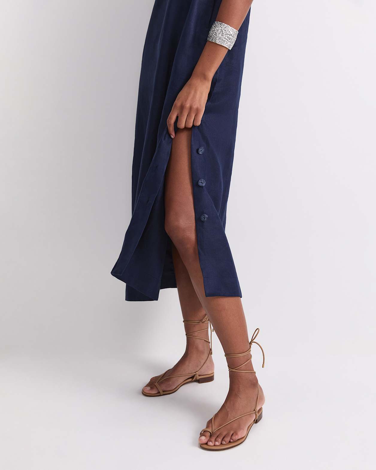 Kamilla Linen Tunic Dress in NAVY
