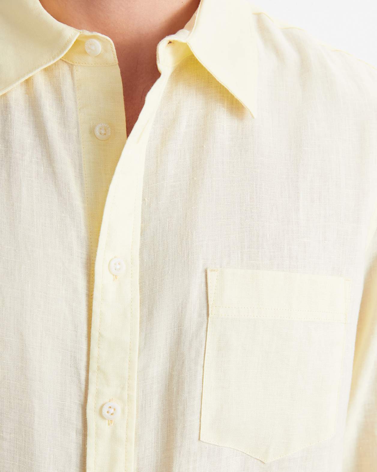 Long Sleeve Linen Shirt in LEMON