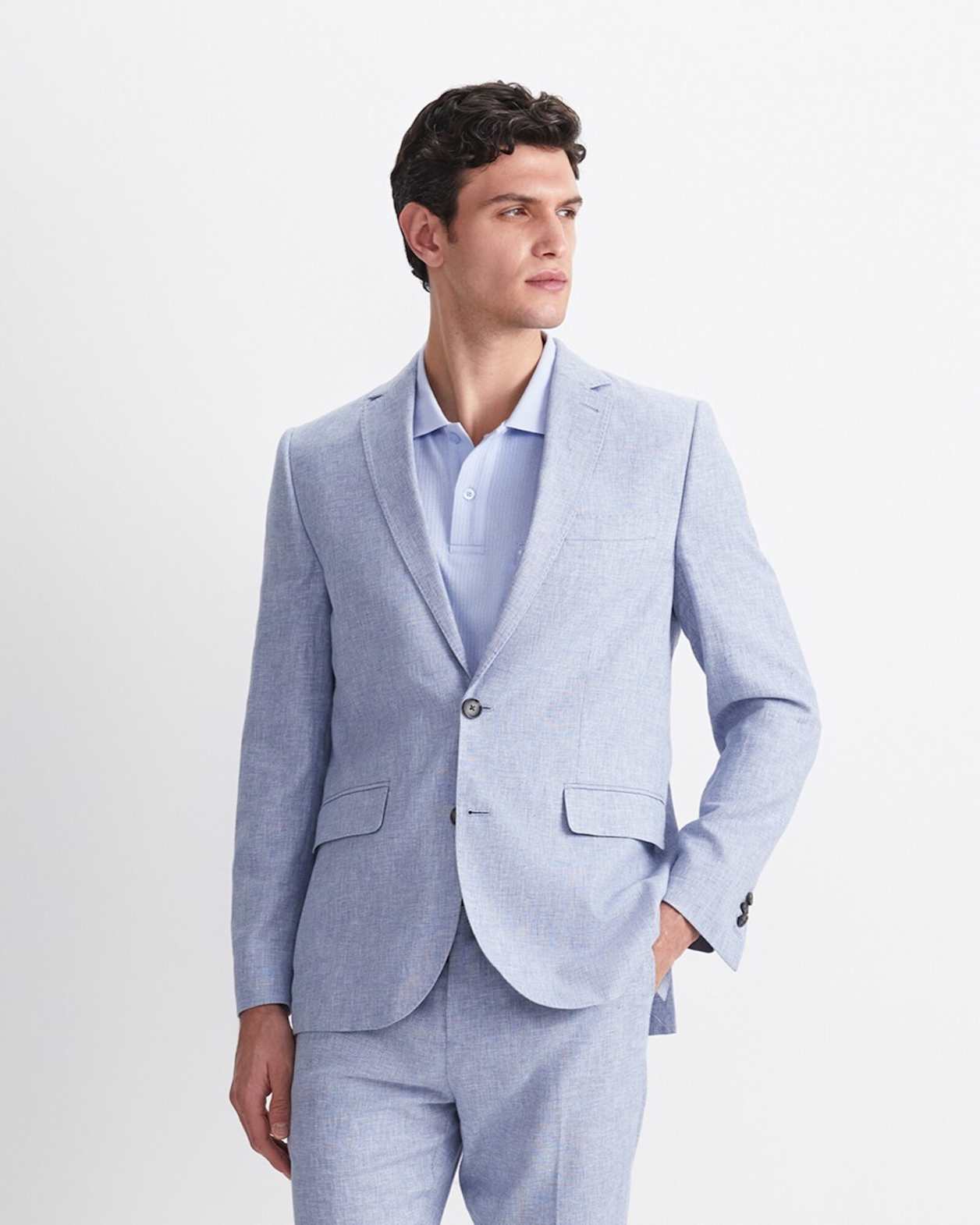 Ridley Linen Blend Suit Jacket in BLUE