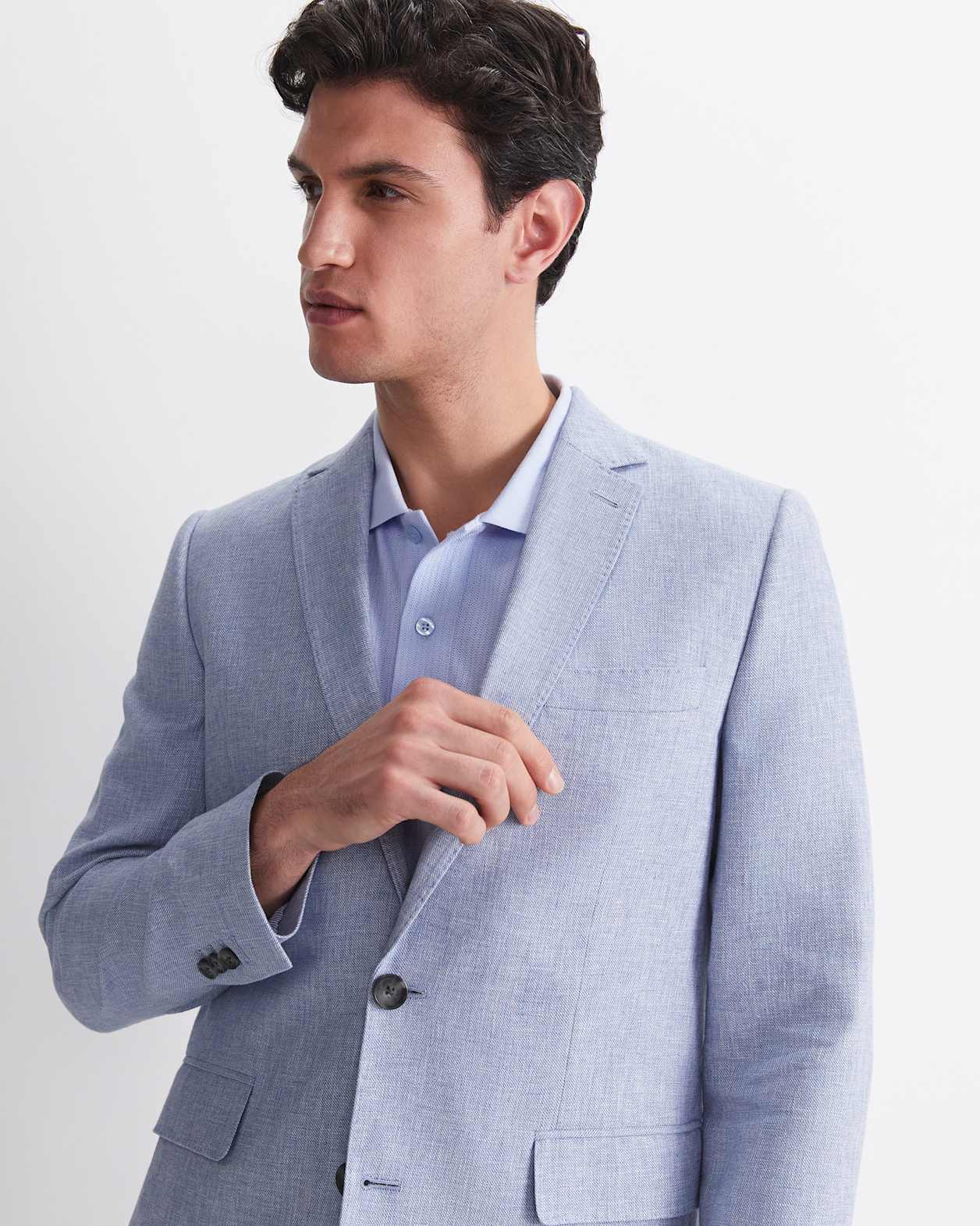 Ridley Linen Blend Suit Jacket in BLUE