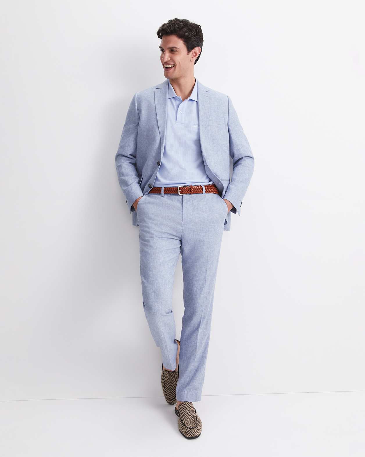 Ridley Linen Blend Suit Jacket in BLUE
