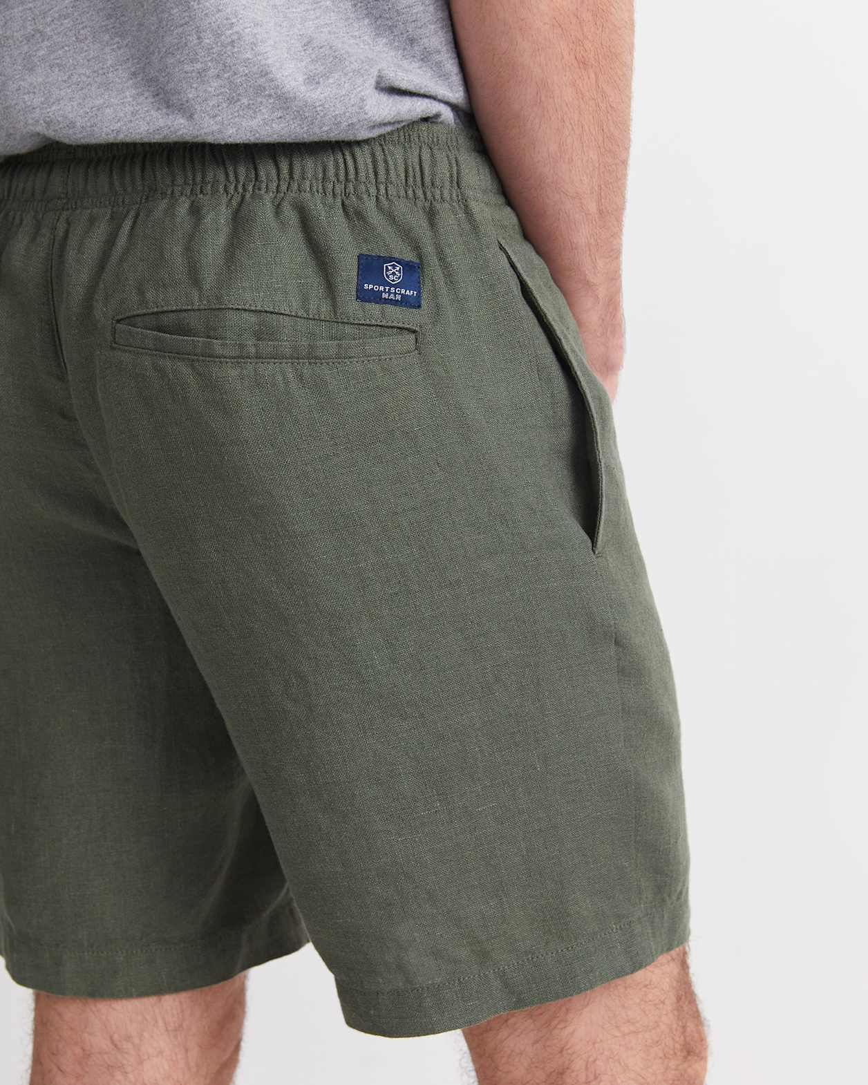 Caffery Yarn-Dyed Linen Short in KHAKI