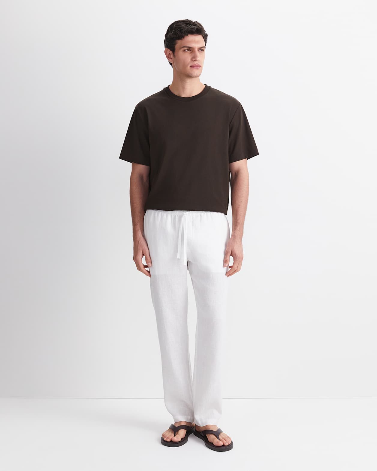 Caffery Yarn-Dyed Linen Pant in WHITE