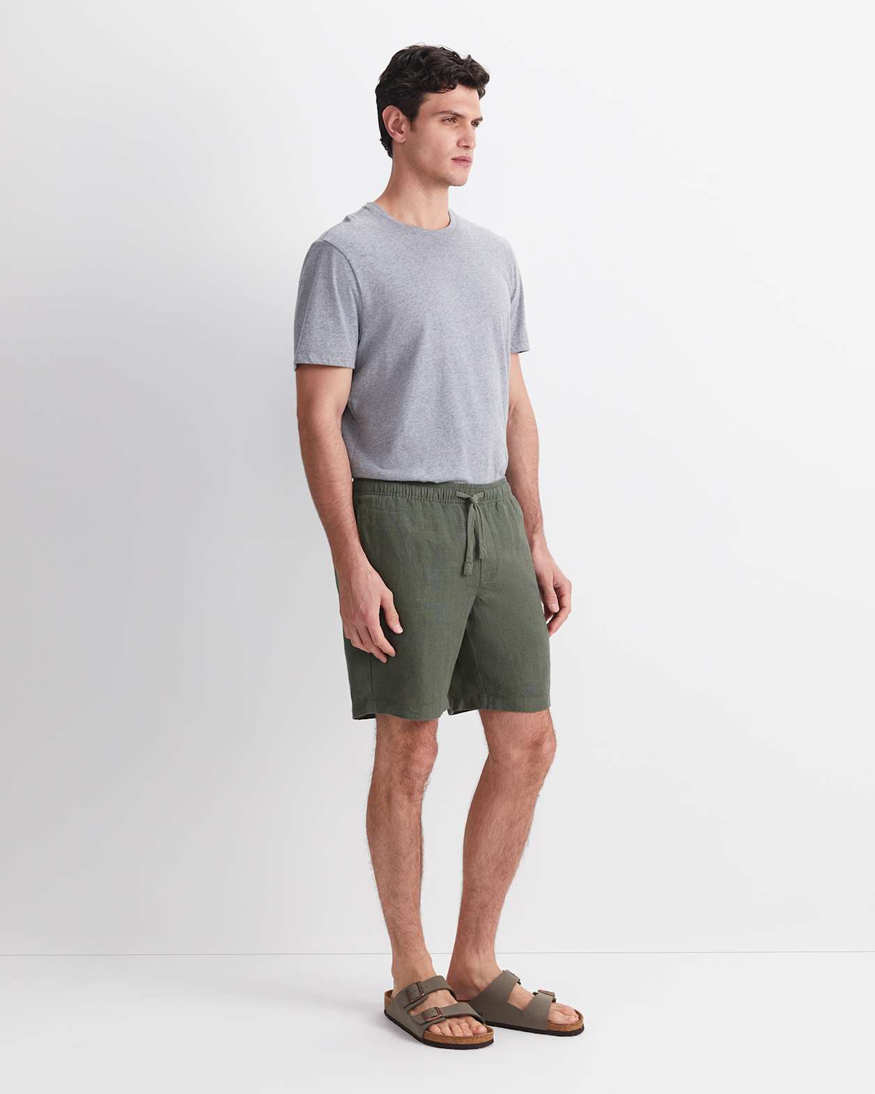 Caffery Yarn-Dyed Linen Short in KHAKI