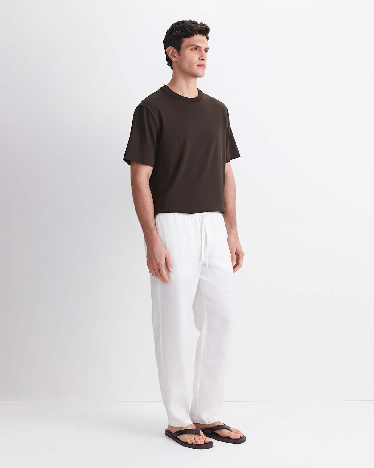 Caffery Yarn-Dyed Linen Pant in WHITE