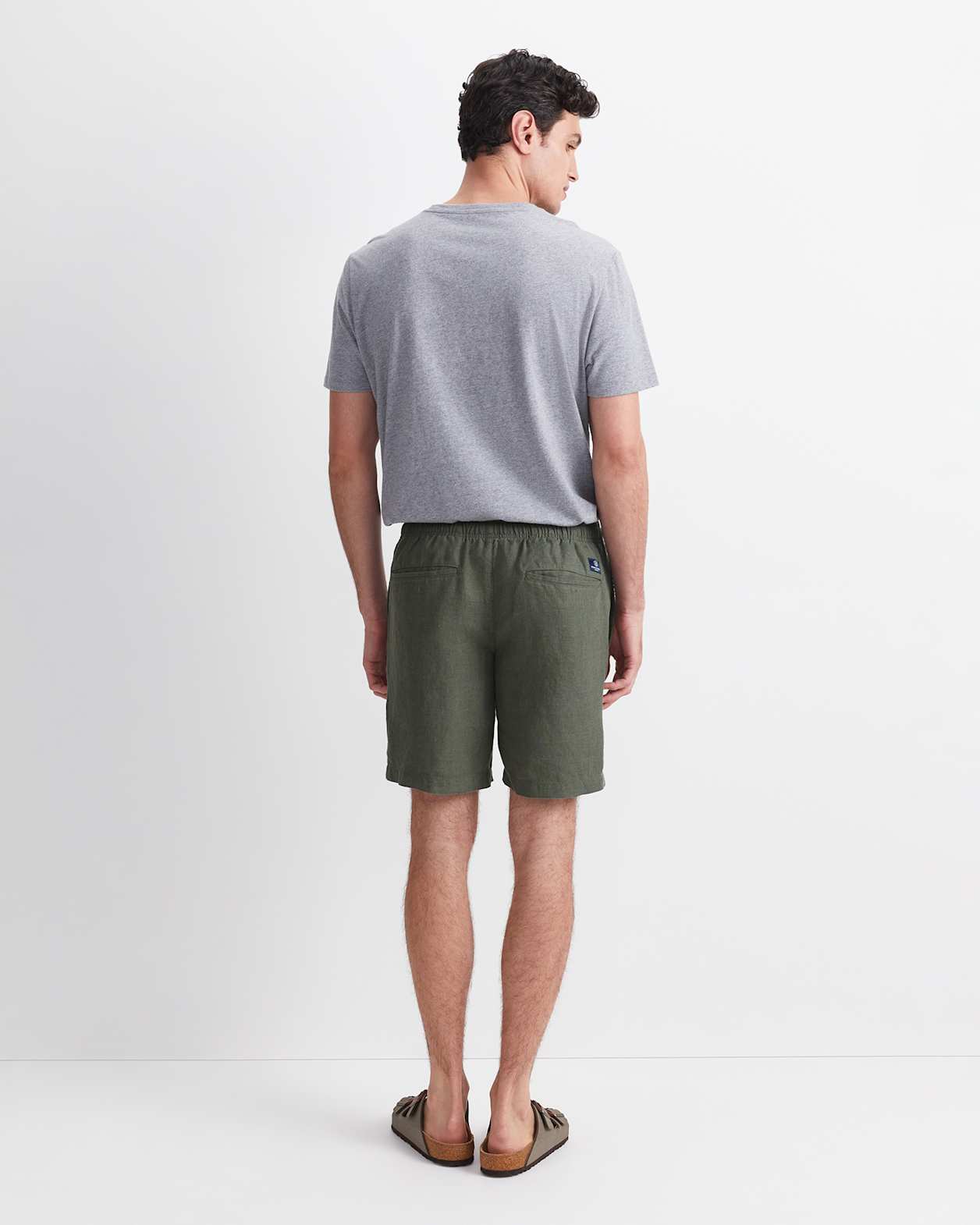 Caffery Yarn-Dyed Linen Short in KHAKI