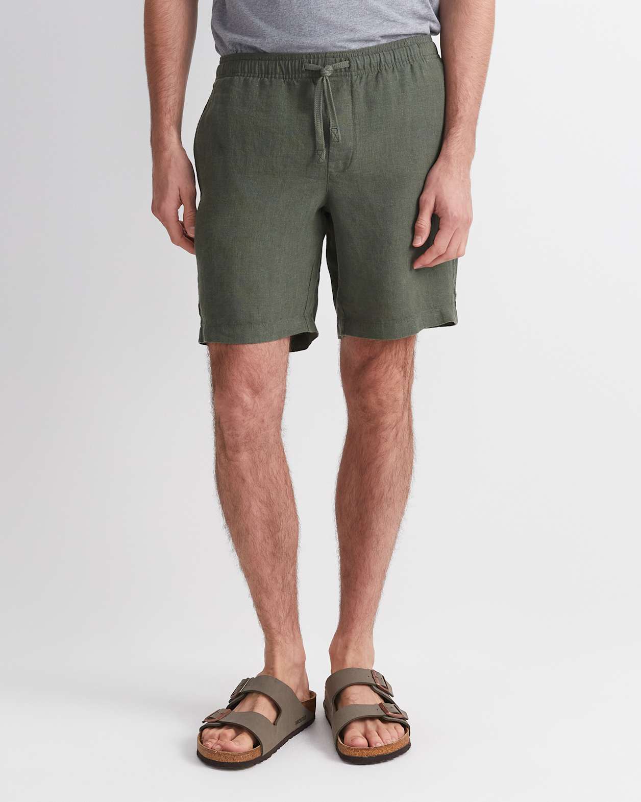 Caffery Yarn-Dyed Linen Short in KHAKI