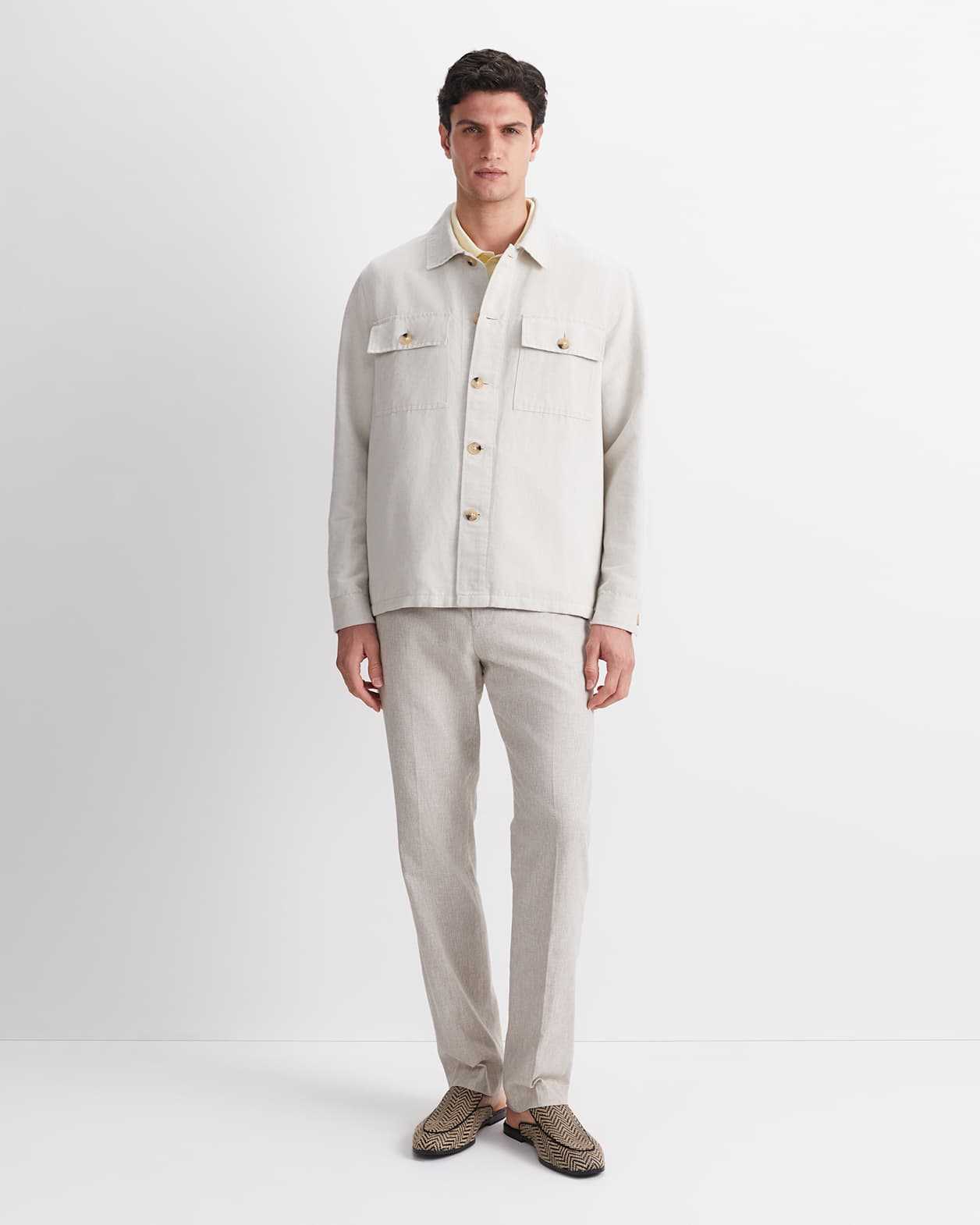 Otis Linen Blend Casual Jacket in STRING