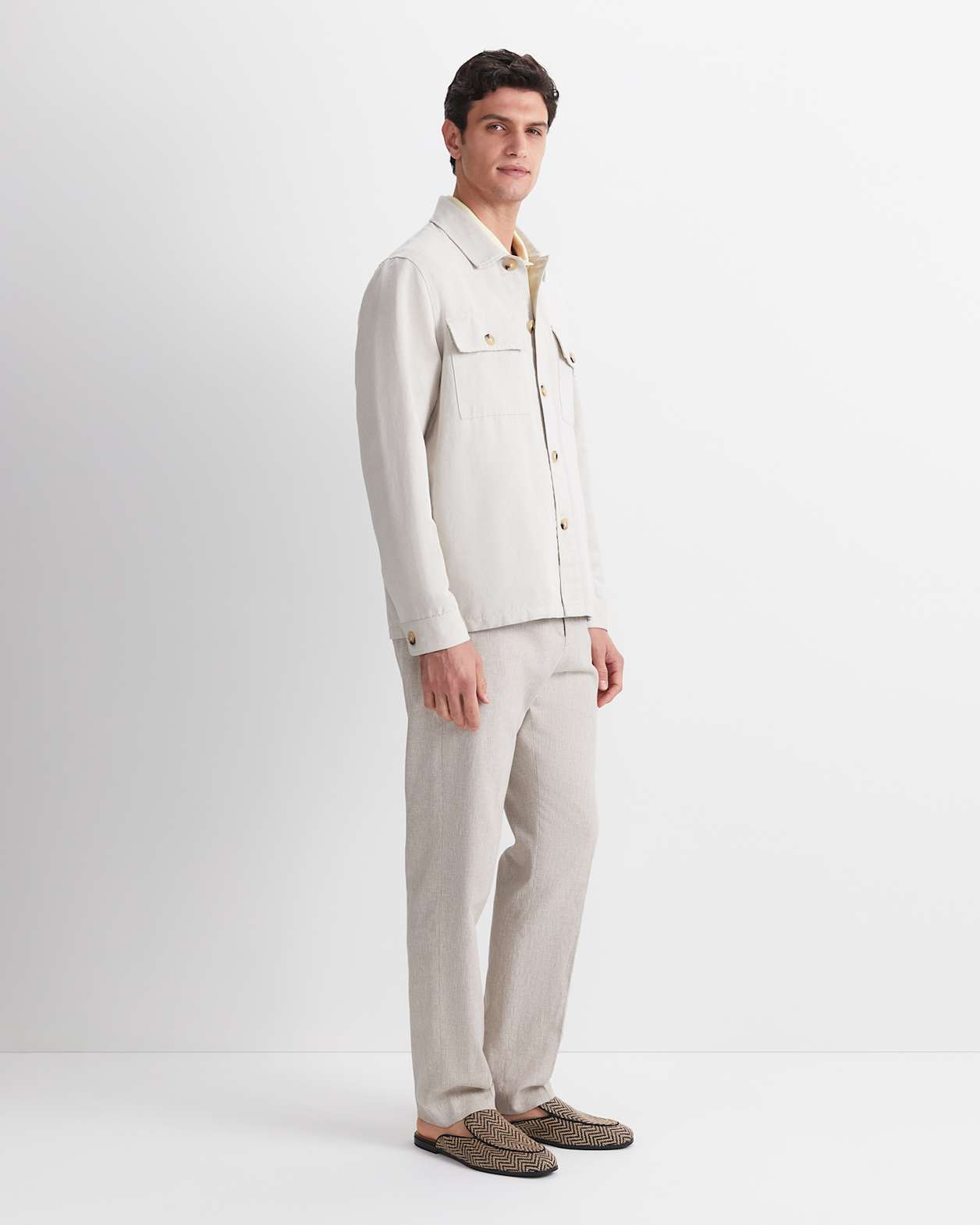 Otis Linen Blend Casual Jacket in STRING