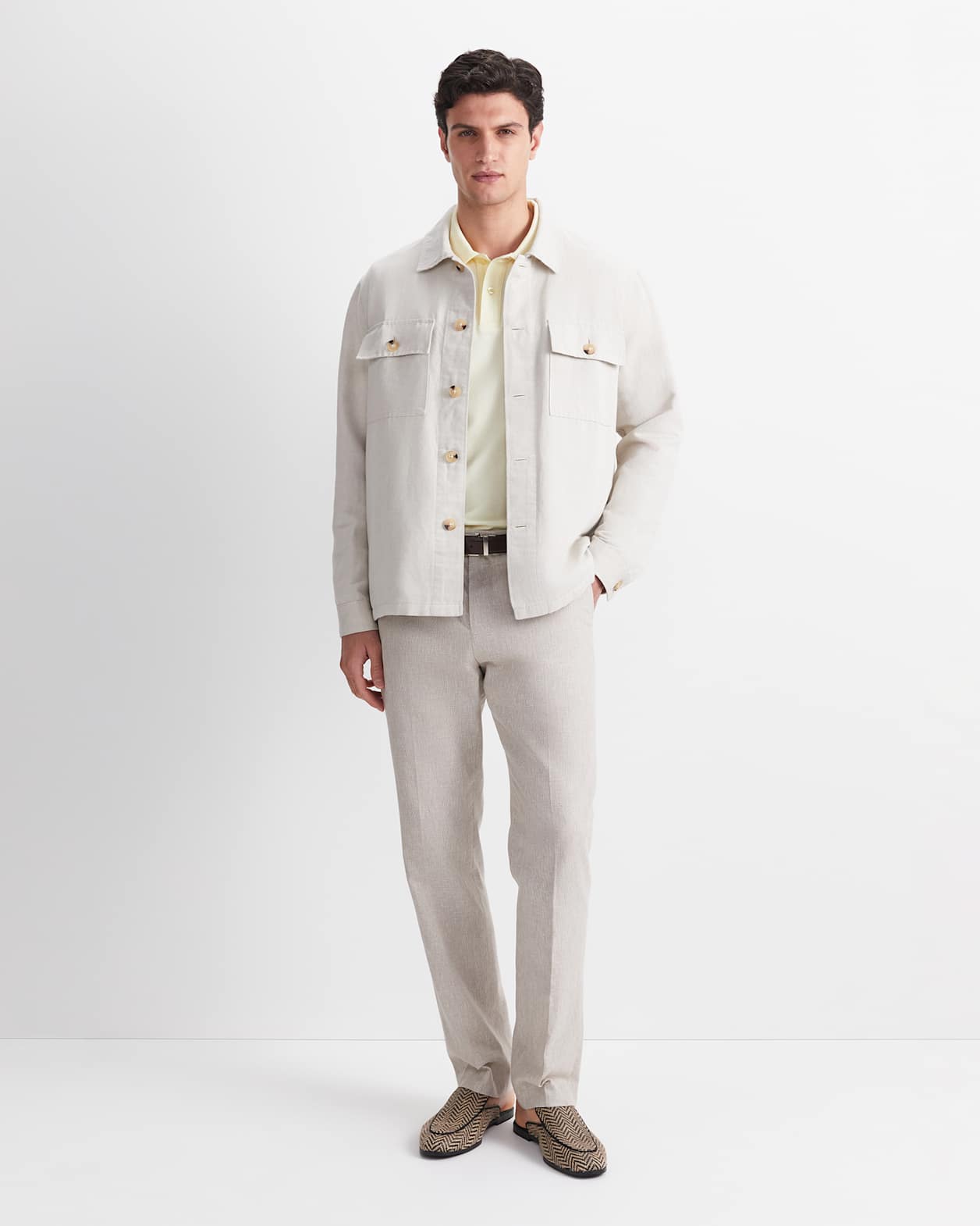 Otis Linen Blend Casual Jacket in STRING