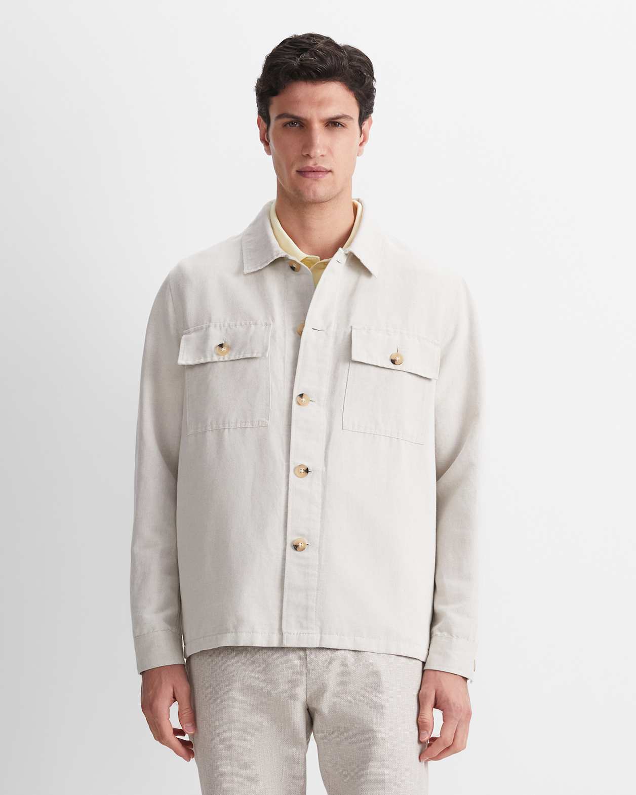 Otis Linen Blend Casual Jacket in STRING