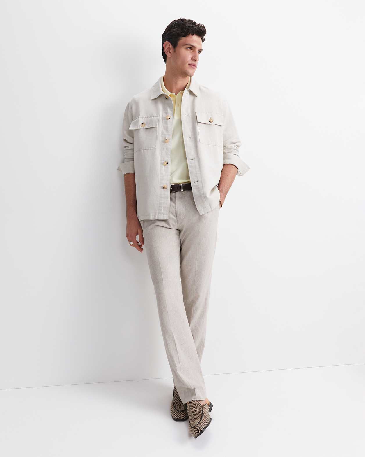 Otis Linen Blend Casual Jacket in STRING