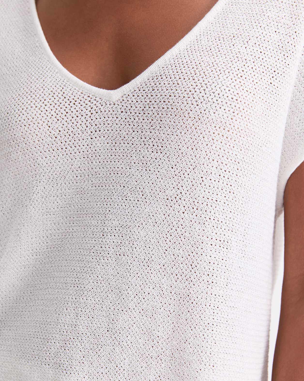 Luisa V-Neck Knit Top in MILK