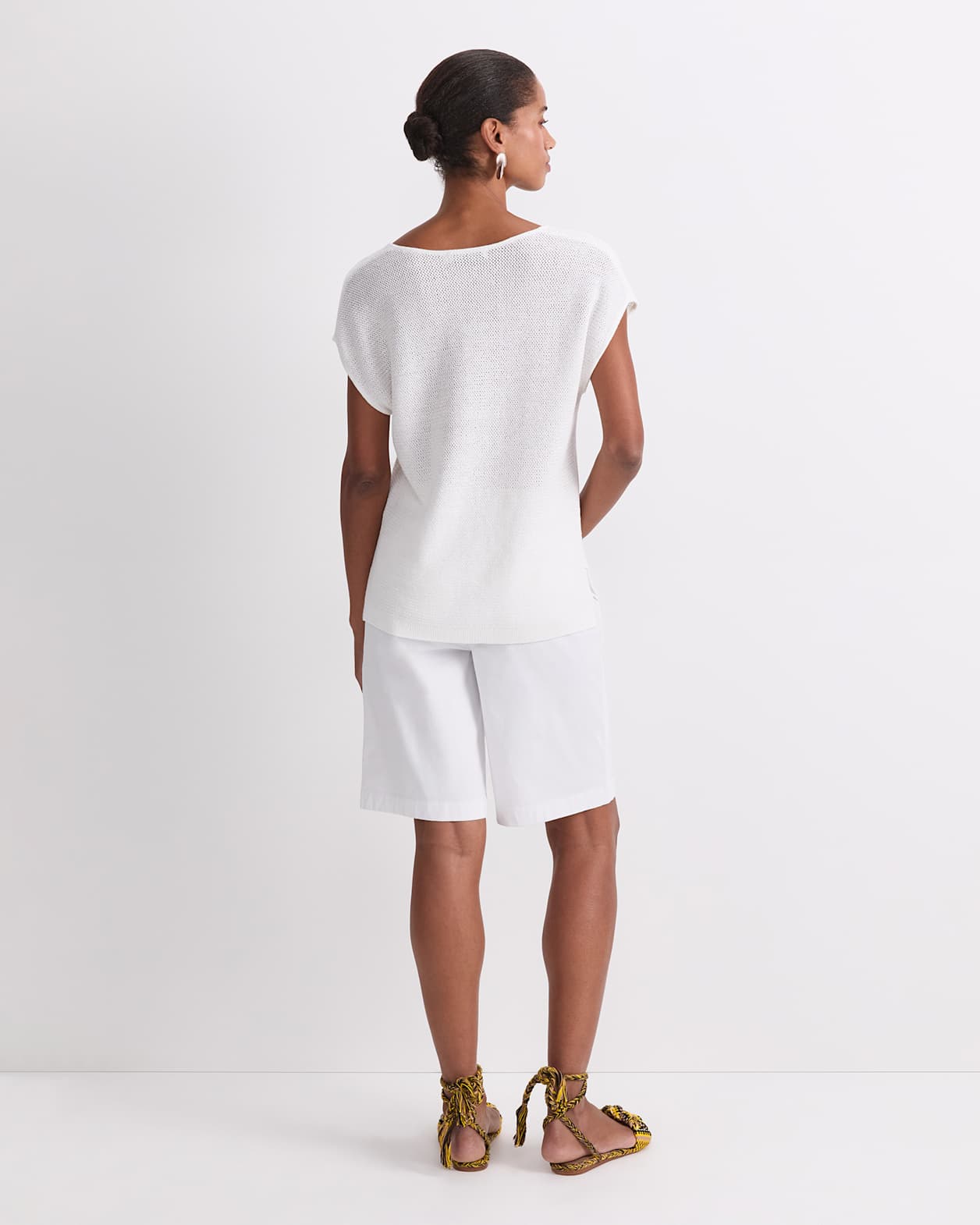 Luisa V-Neck Knit Top in MILK