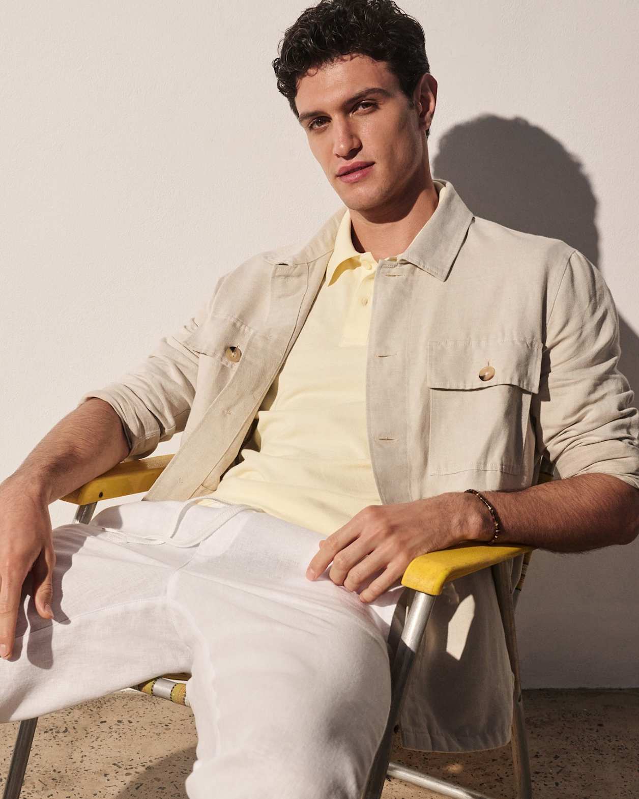 Otis Linen Blend Casual Jacket in STRING