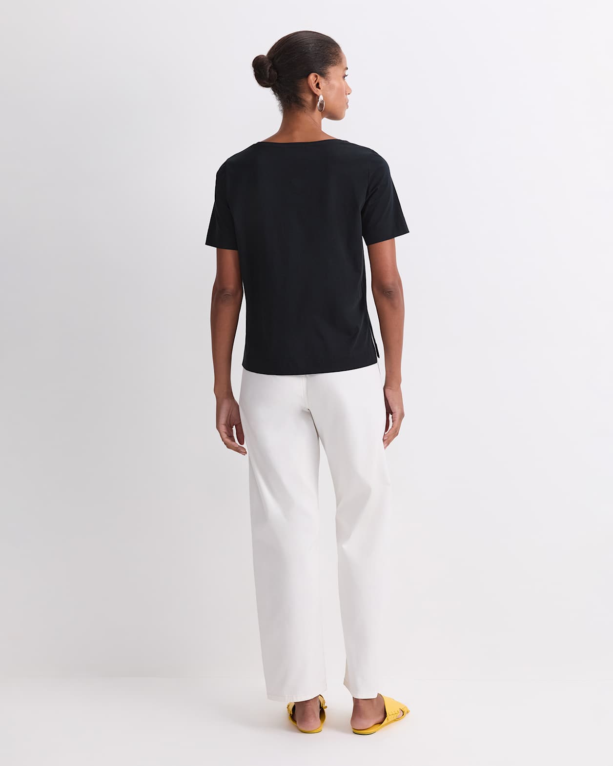 Mercerised Cotton Short Sleeve Tee in BLACK