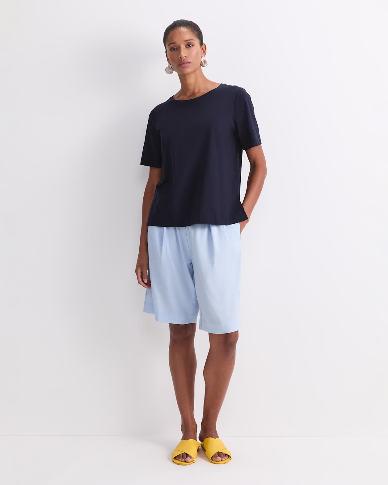 Mercerised Cotton Short Sleeve Tee in NAVY