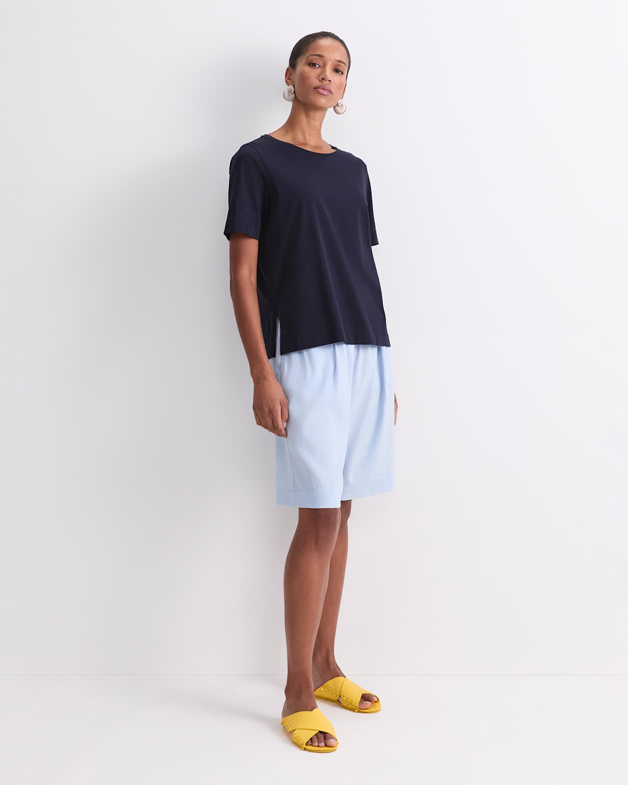 Mercerised Cotton Short Sleeve Tee in NAVY