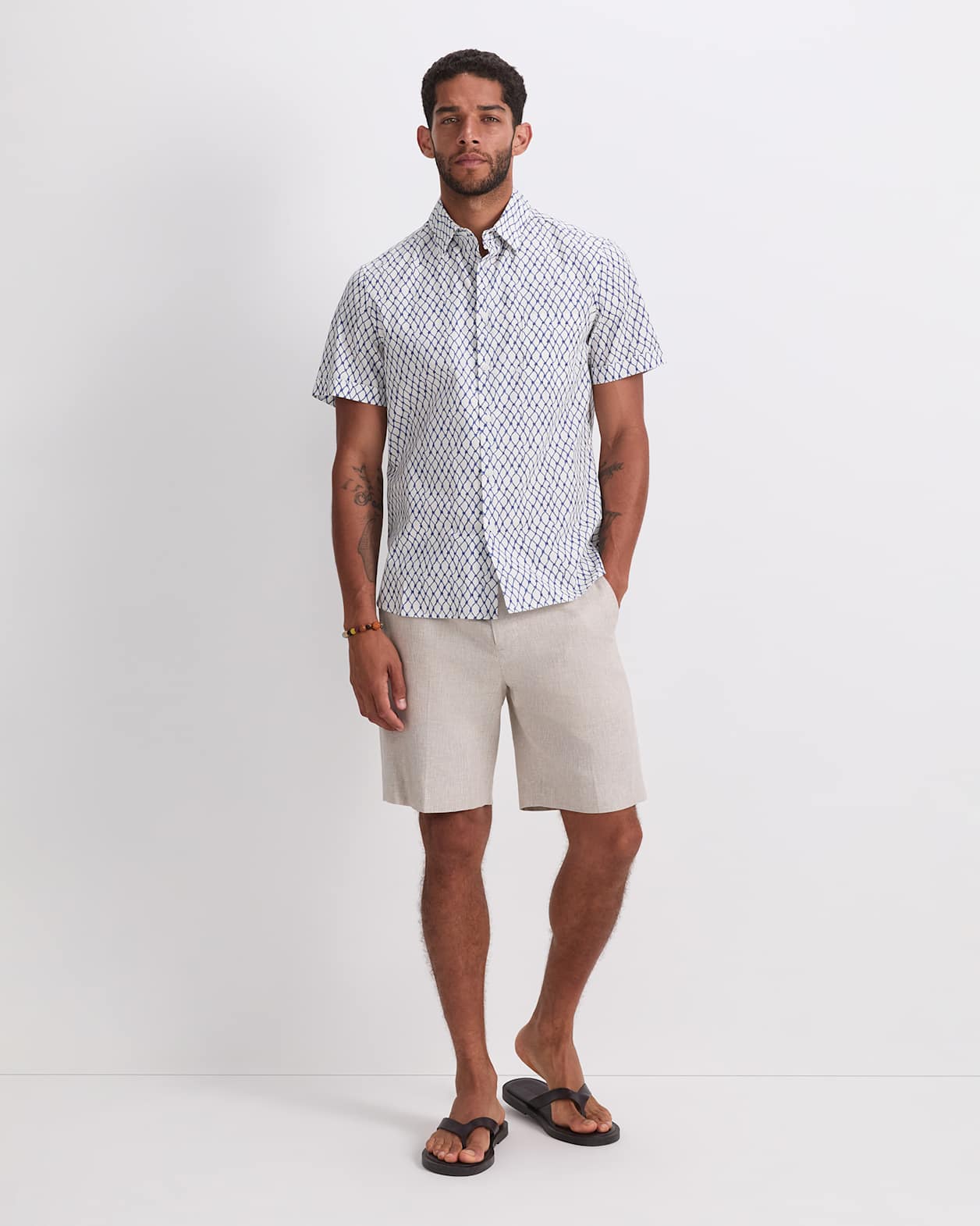 Guy Short Sleeve Liberty Print Shirt in WHITE/BLUE