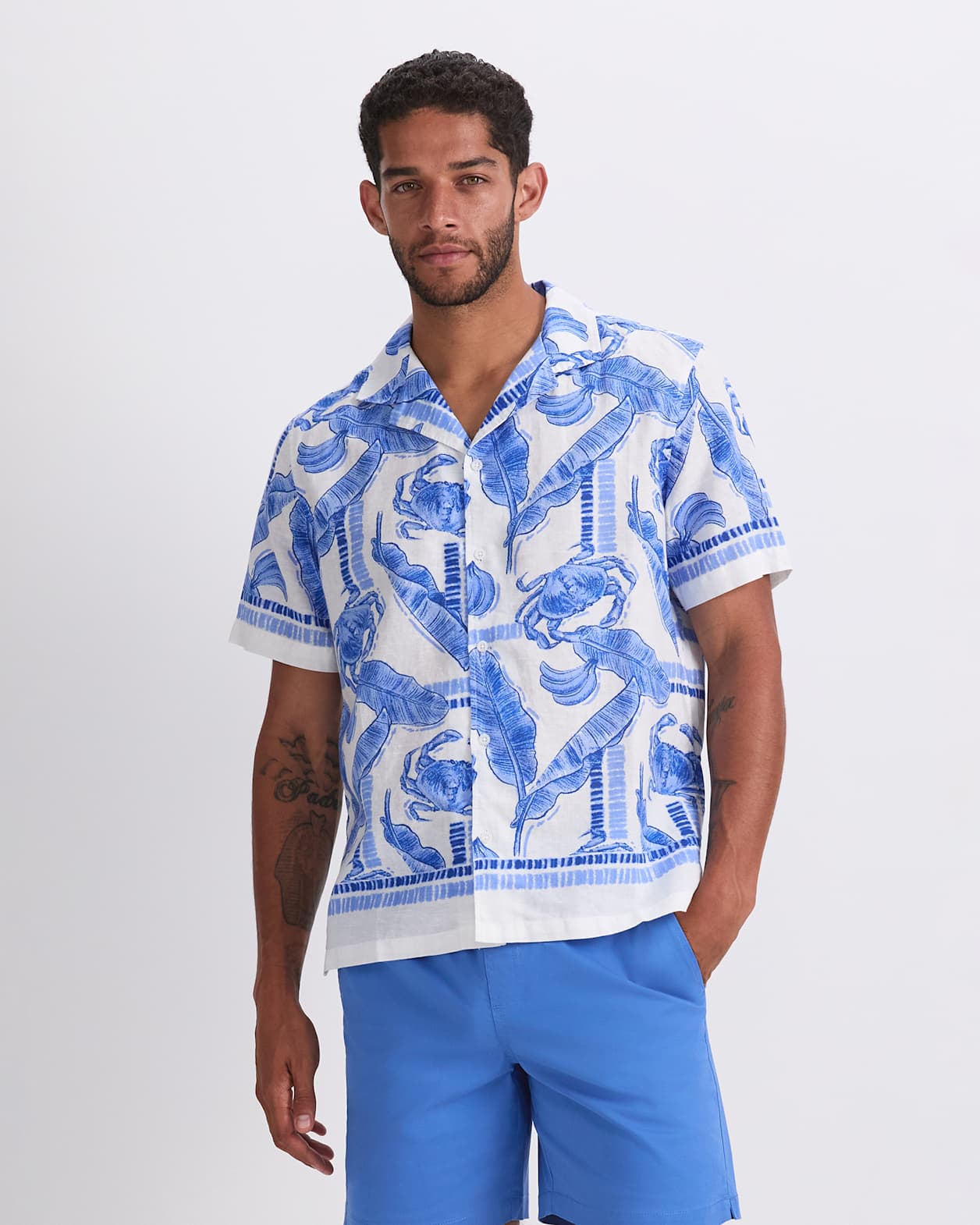 Moreton Short Sleeve Print Shirt in BLUE MULTI