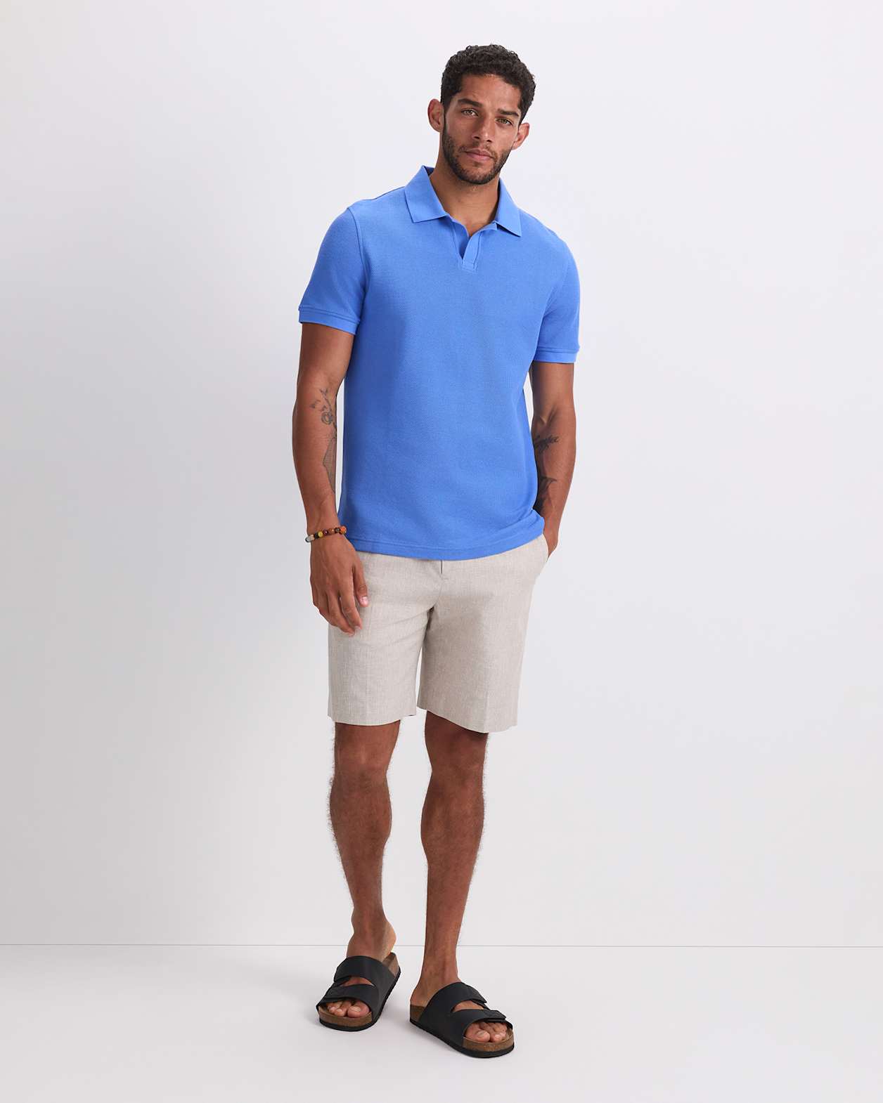 Archer Textured Polo in CORNFLOWER