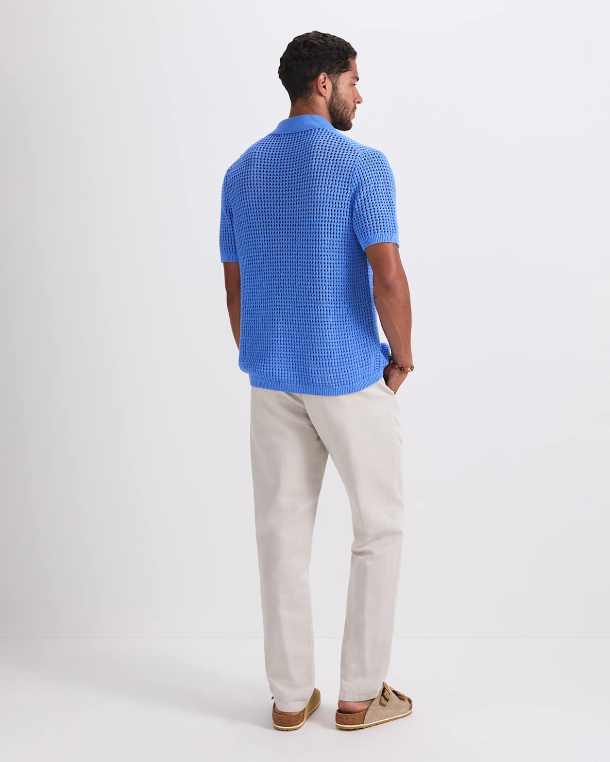 Kevin Cotton Crochet Shirt in CORNFLOWER