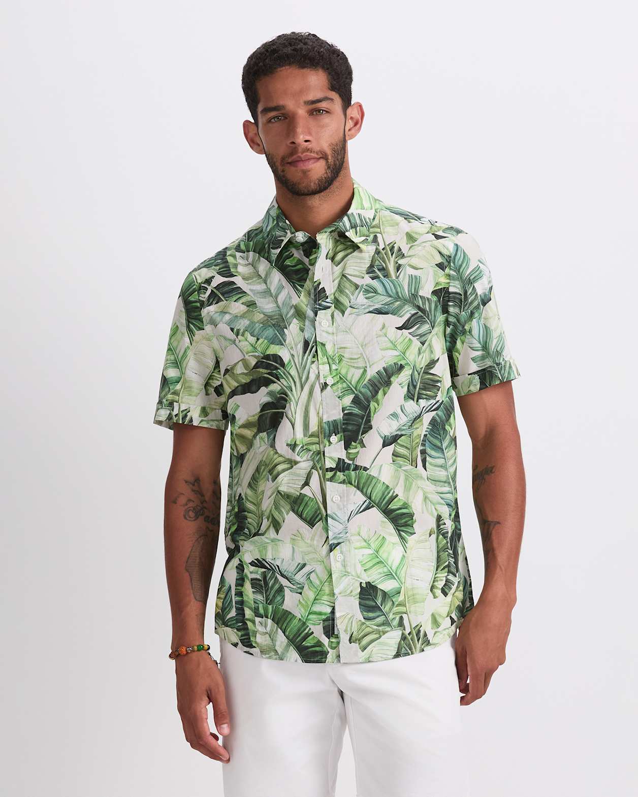 Kane Short Sleeve Print Shirt in GREEN MULTI