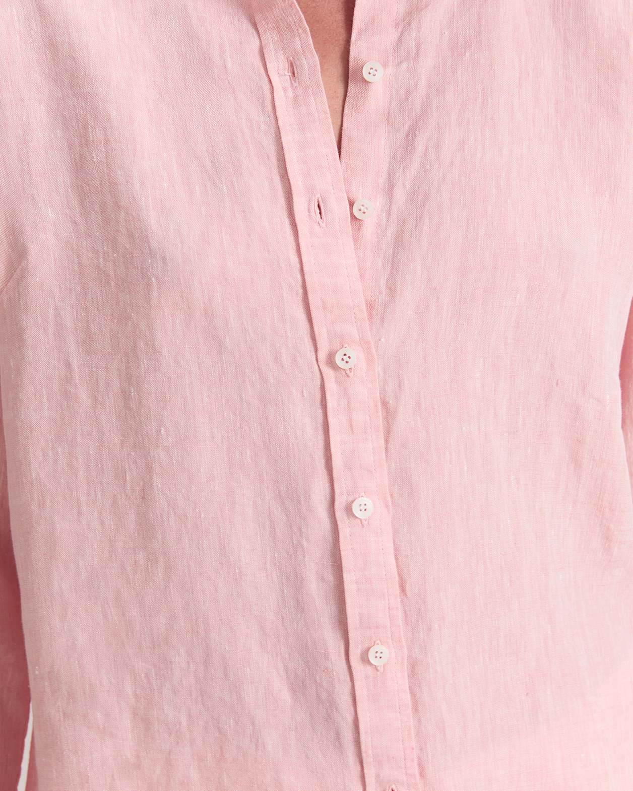 Dahlia Long Sleeve Linen Shirt in PEACH