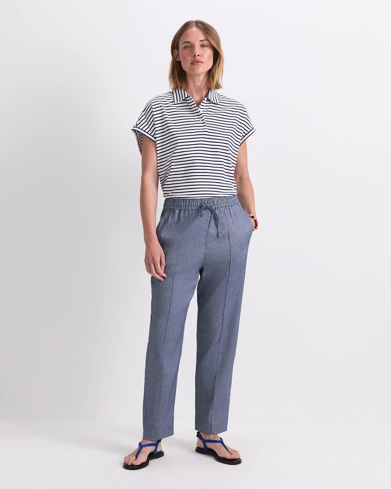 Rosa Tapered Linen Pant in INDIGO