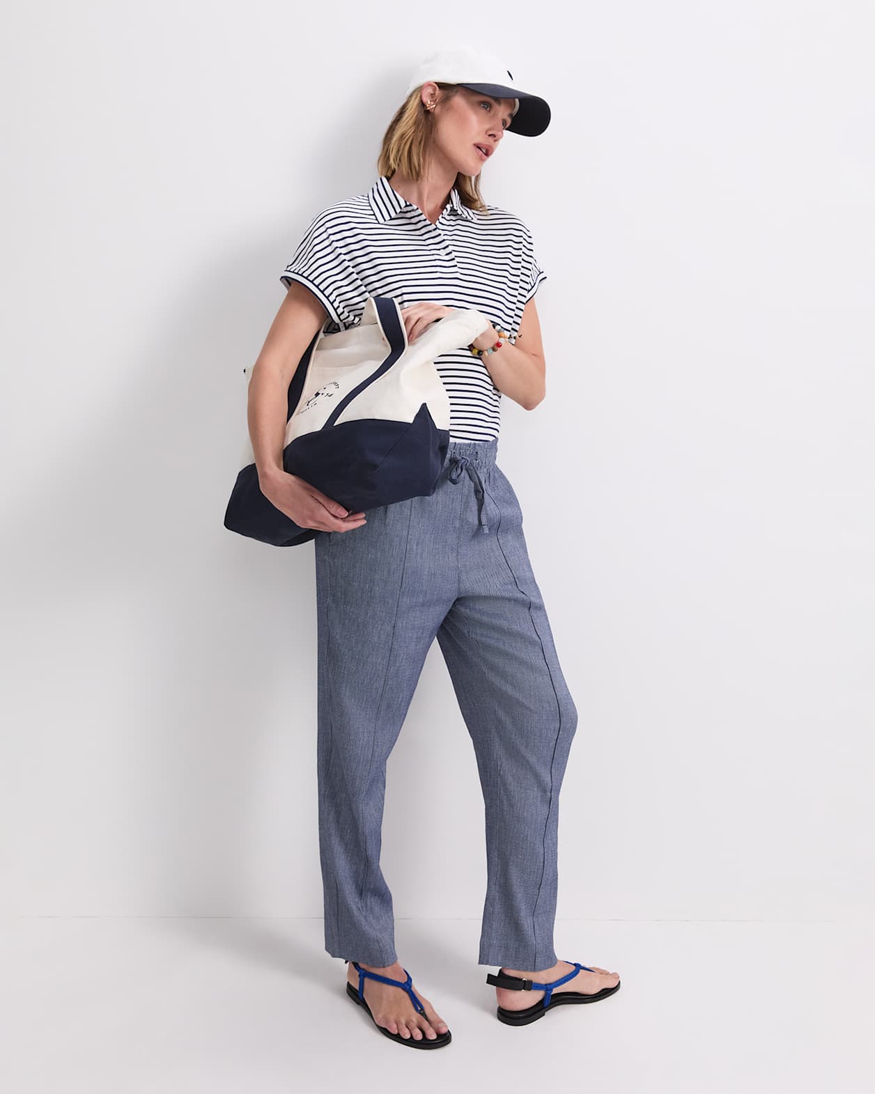 Rosa Tapered Linen Pant in INDIGO