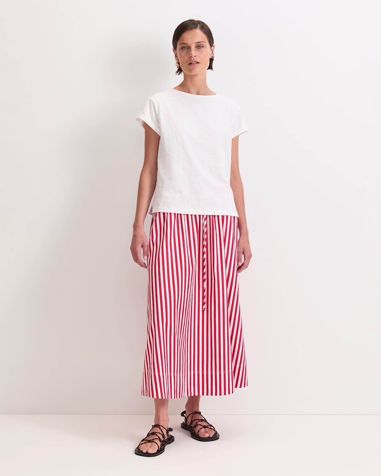 Alexa Slub Cotton Tee in WHITE