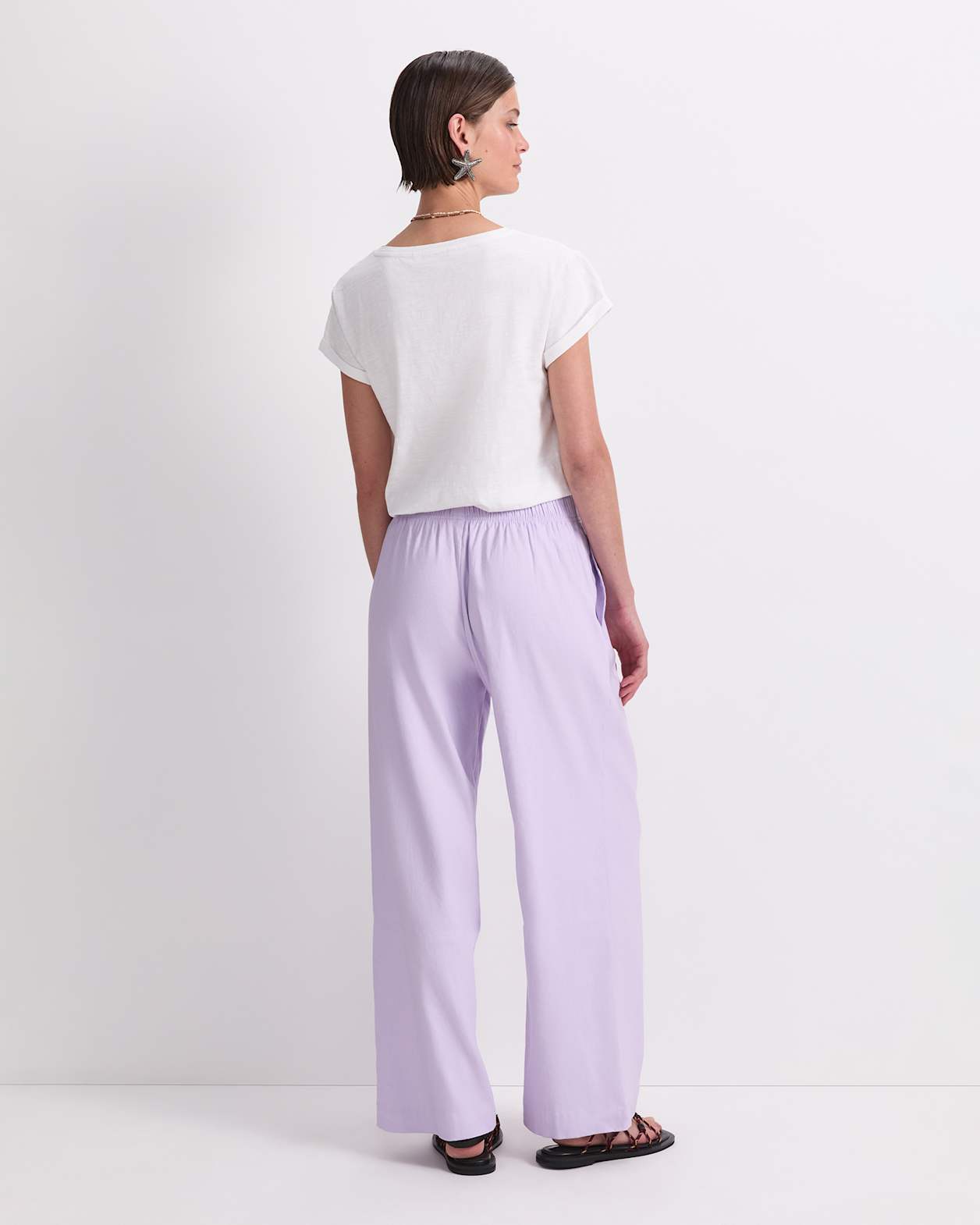 Rosa Wide Leg Linen Pant in LILAC