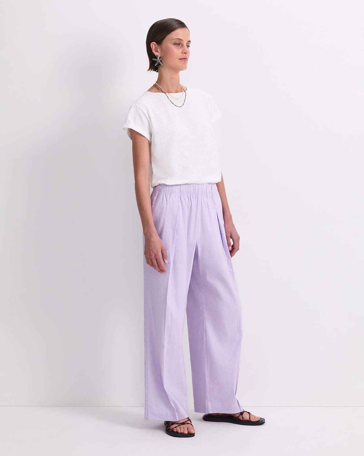 Rosa Wide Leg Linen Pant in LILAC