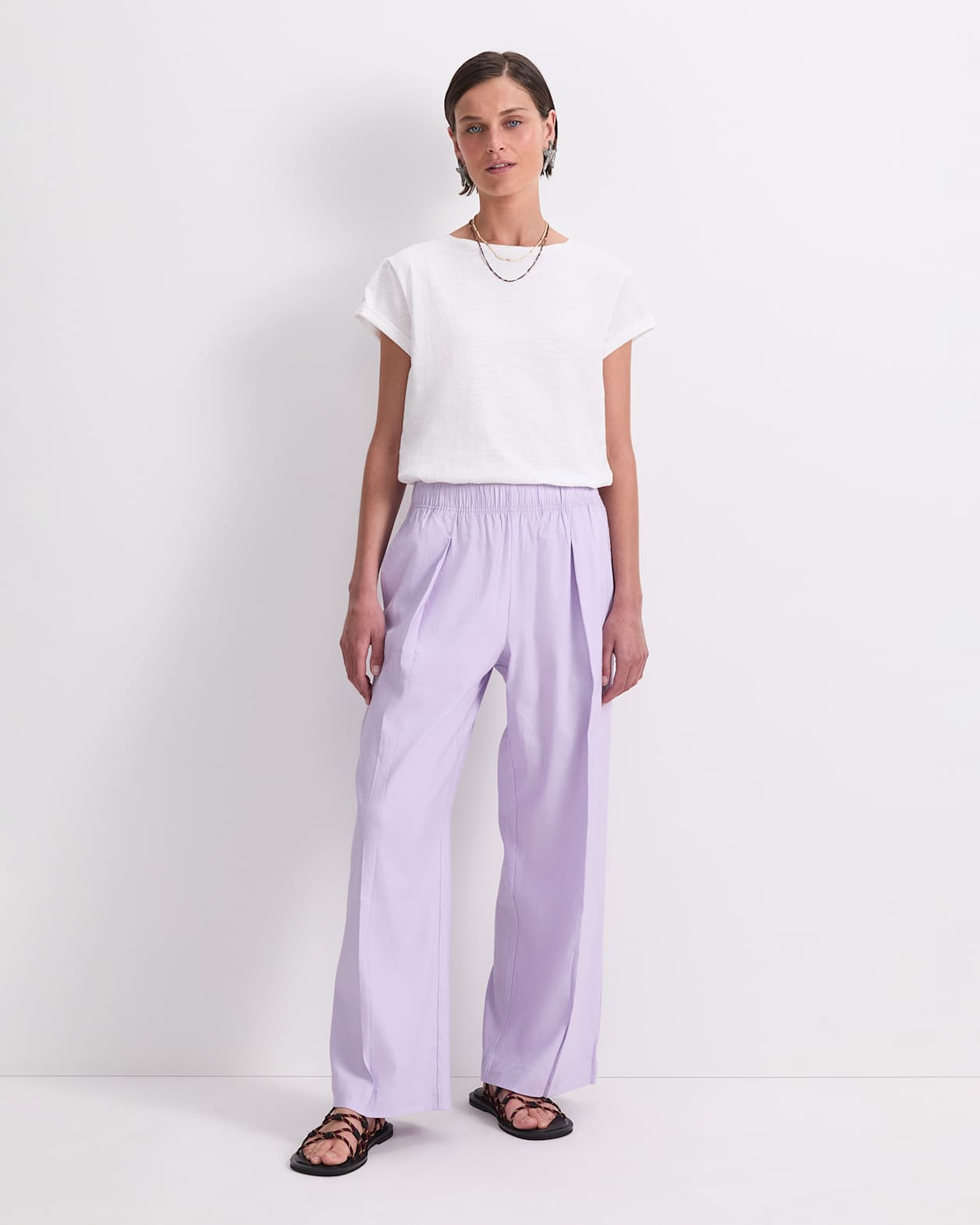 Rosa Wide Leg Linen Pant in LILAC