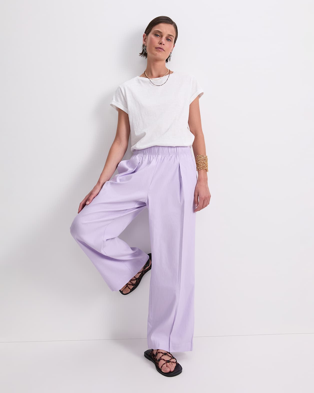 Rosa Wide Leg Linen Pant in LILAC