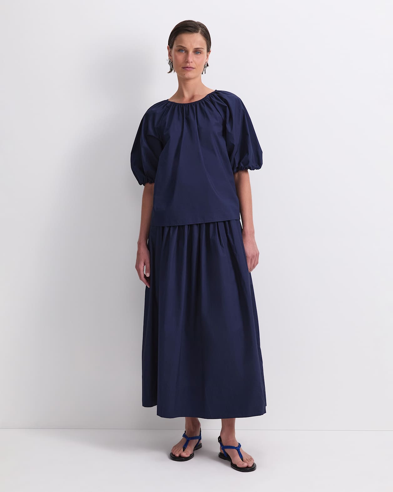 Nila Tie Half Sleeve blouse in NAVY