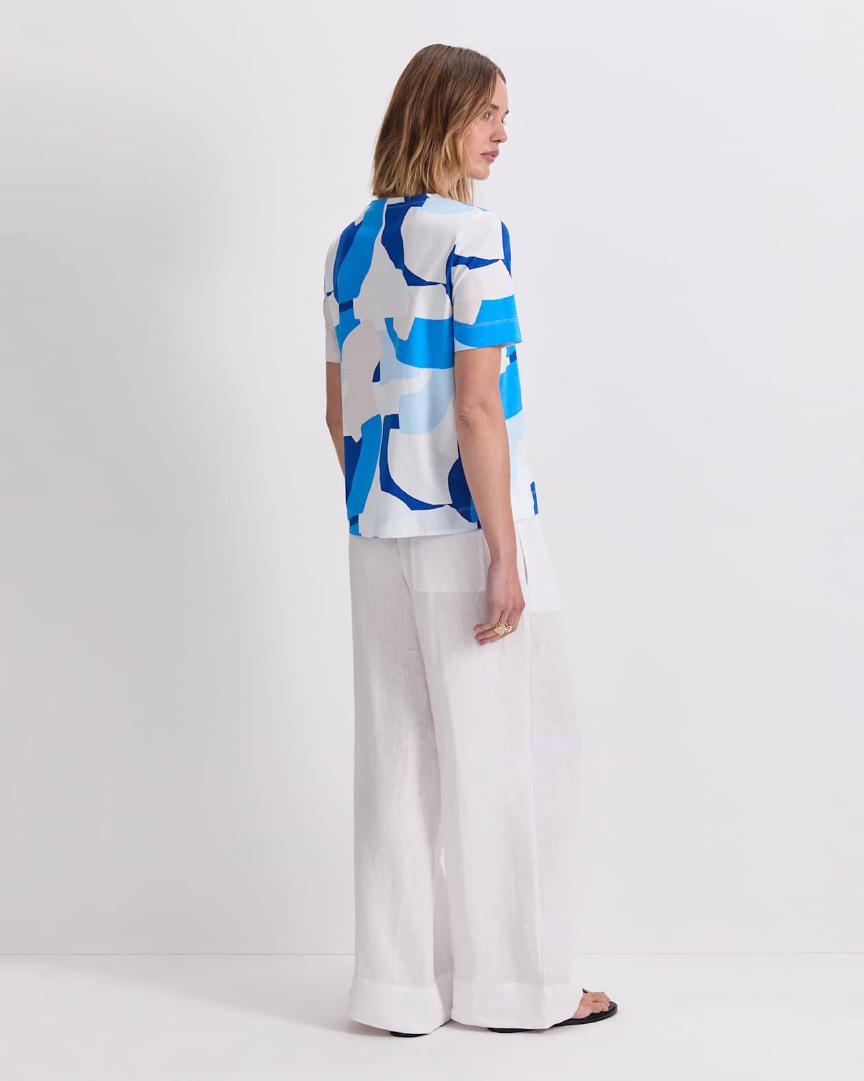 Nora Mercrised Cotton Tee in BLUE MULTI