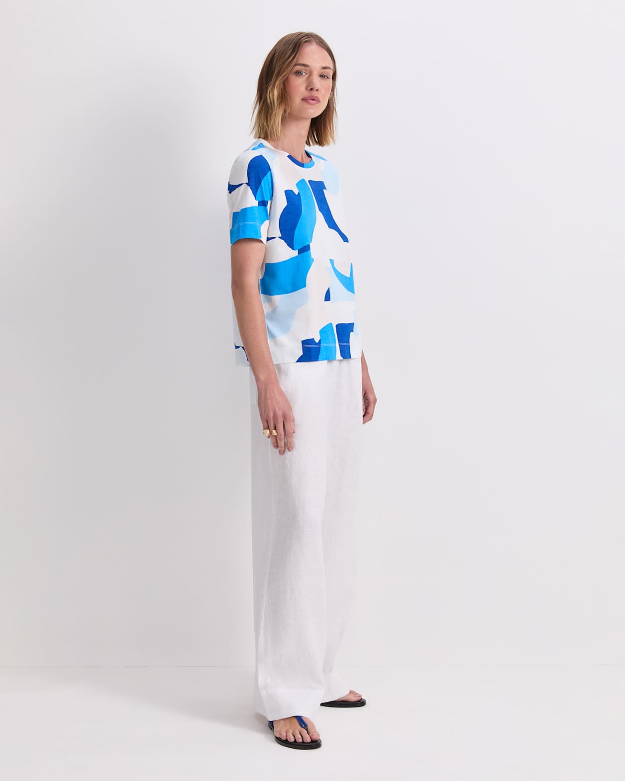 Nora Mercrised Cotton Tee in BLUE MULTI