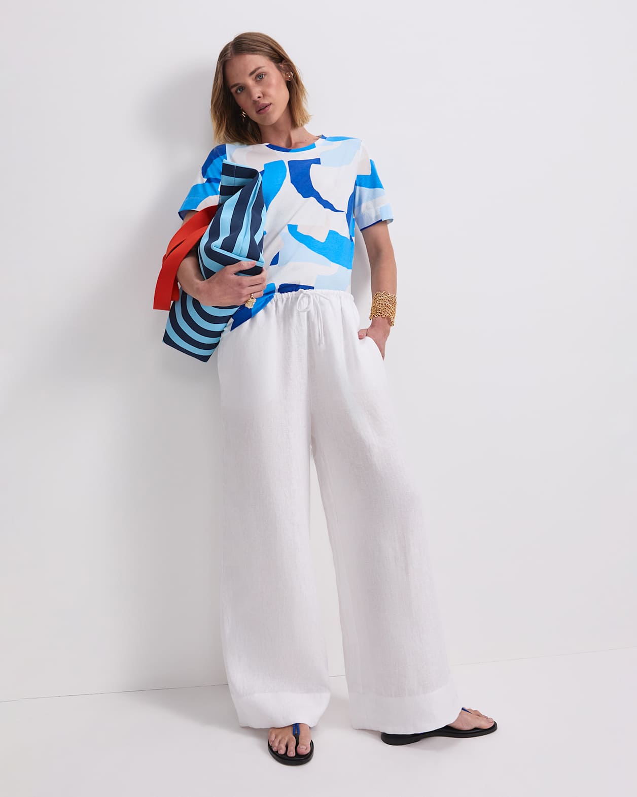 Nora Mercrised Cotton Tee in BLUE MULTI