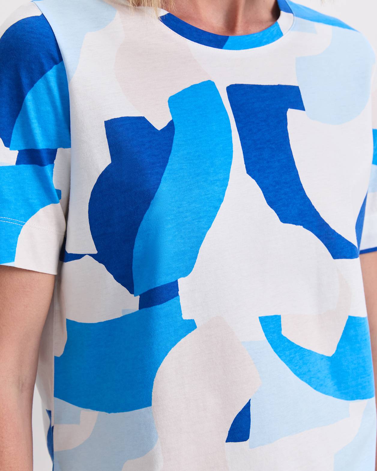 Nora Mercrised Cotton Tee in BLUE MULTI