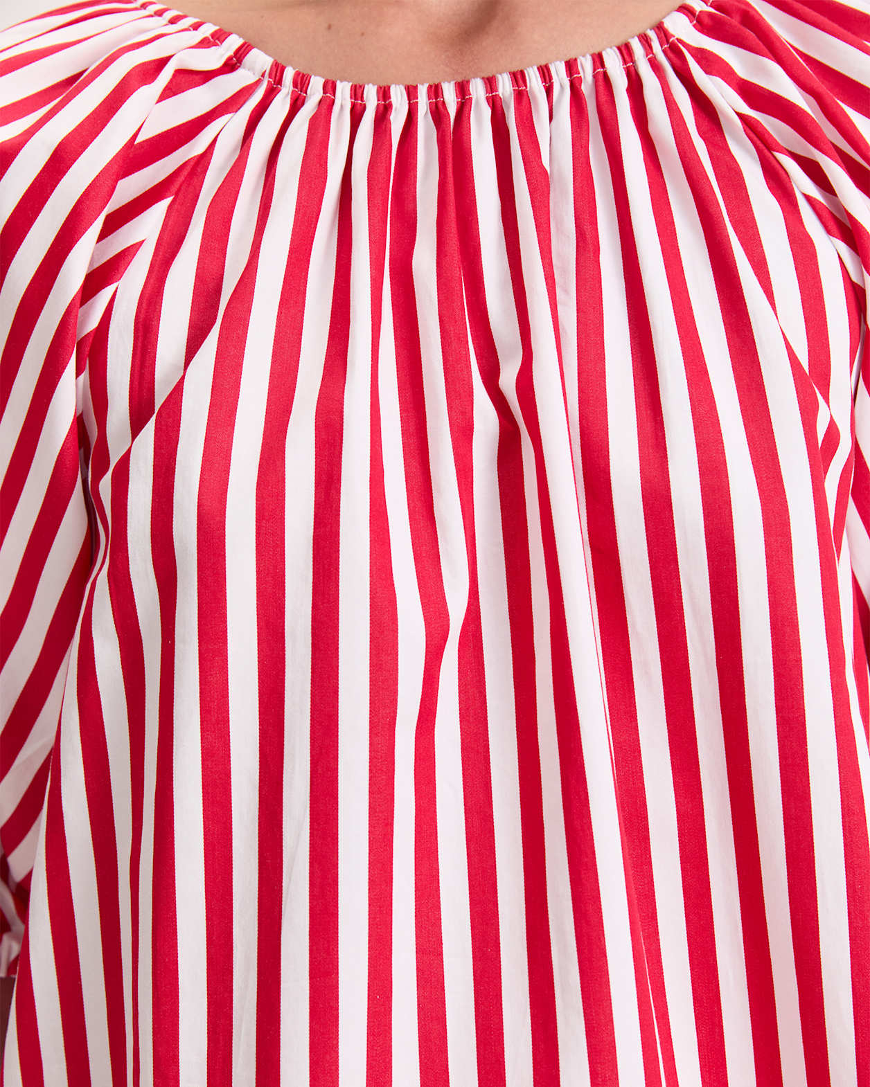 Avery Stripe Blouse in RED/WHITE