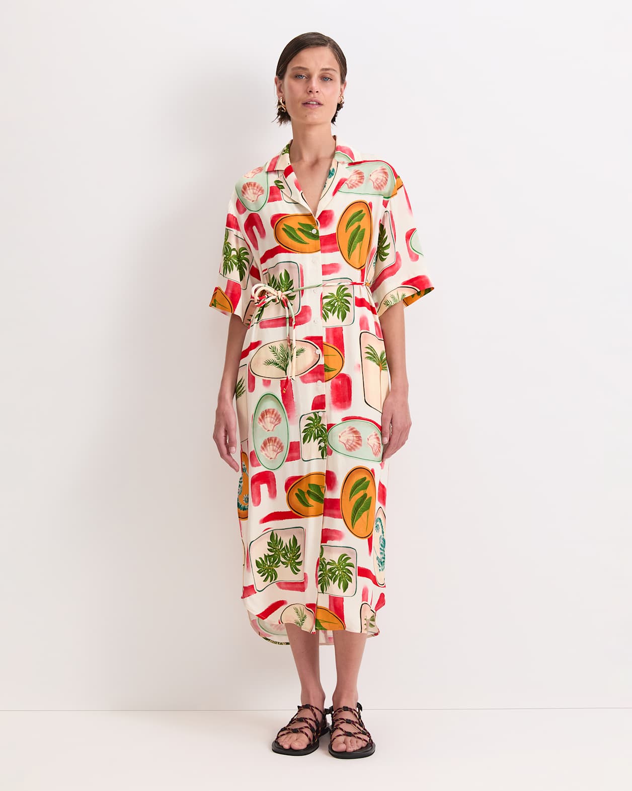 Bliss Midi Shirt Dress in MULTI
