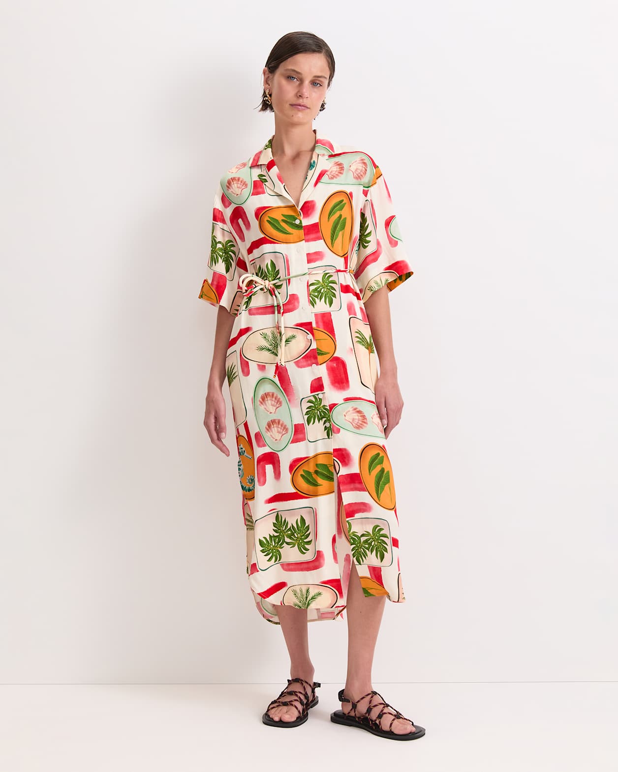 Bliss Midi Shirt Dress in MULTI